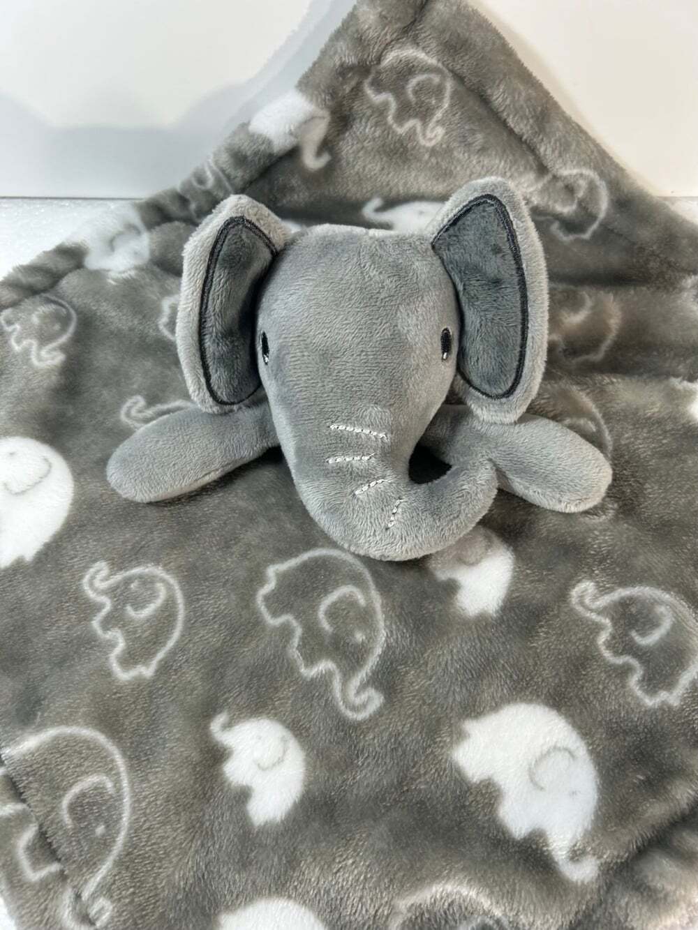 Necessities Elephant Grey Lovey Walmart soft elephant print